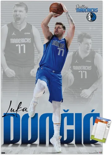 Miniatura 12 de Trends International NBA Dallas Mavericks - Póster de pared de Luka Doncic 22, 22.375 x 34 pulgadas, versión enmarcada en negro Versión con marco