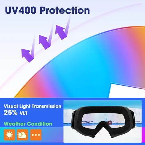 Miniatura 2 de MAMBAOUT Gafas de esquí de nieve para adultos, gafas de snowboard para jóvenes, adolescentes, hombres y mujeres, gafas de moto de nieve de visión