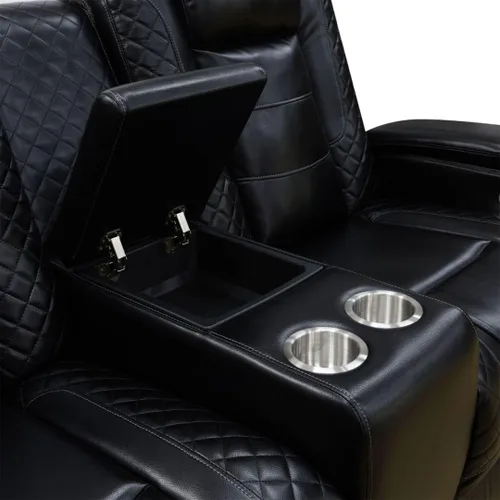 Miniatura 7 de Juego de sofá reclinable eléctrico de cuero con LED, juego de muebles de sala de estar, juego de sofá de cuero con puerto USB, consola
