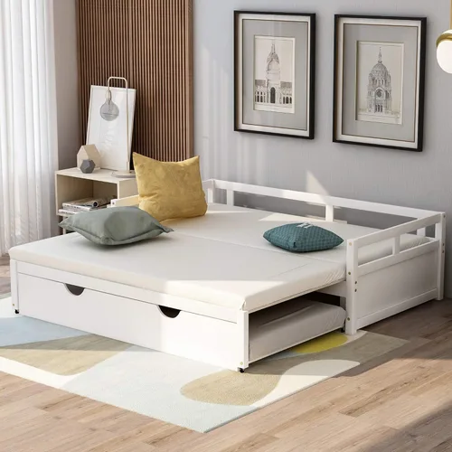 Miniatura 12 de Flieks Sofá cama espresso con cama nido, diseño individual a King, cama extensible de 78.2 pulgadas de largo x 79 pulgadas de ancho, no necesita
