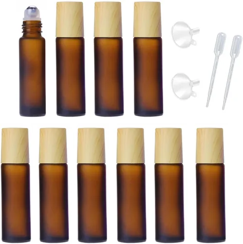 Miniatura 11 de 10 botellas de aceites esenciales de vidrio esmerilado, botellas de rodillo de masaje recargables de 0.3 onzas líquidas, botellas de perfume