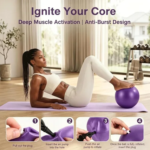 Miniatura 3 de Kit de equipo de pilates para el hogar: incluye un anillo de pilates de 14 pulgadas, una bola de pilates de 9.8 pulgadas, 5 bandas de resistencia