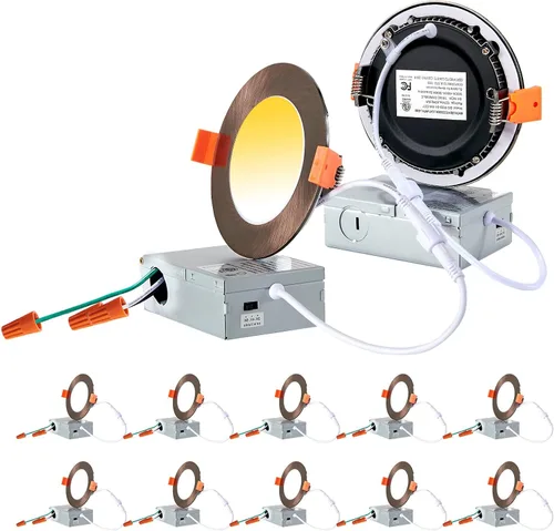 Miniatura 22 de CycevSun Luz LED empotrable de 6 pulgadas, iluminación de oblea, regulable y 3000 K, 4000 K, 5000 K, seleccionable, 12 W, 120 V, clasificación IC