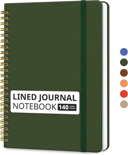 Miniatura 47 de Cuaderno rayado en espiral para mujeres y hombres, 140 páginas, cuaderno de tapa dura con rayas universitarias para trabajo y toma de notas, diarios