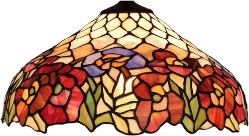 Reemplazo de pantalla de lámpara de 16 pulgadas, solo chimenea de lámpara de vitral Tiffany, diseño de hojas verdes, azul rosa, rojo, para lámpara
