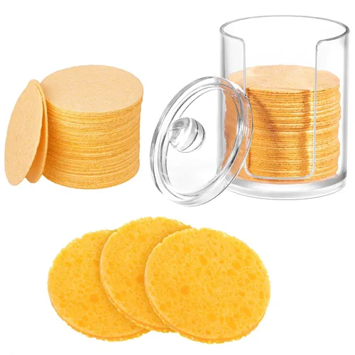 Miniatura 9 de Geiserailie 50 esponjas faciales comprimidas, maquillaje facial, esponjas cosméticas naturales de spa para mujeres, máscara exfoliante, eliminación
