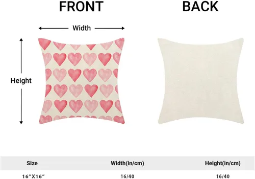 Miniatura 2 de Juego de 2 fundas de almohada para el día de San Valentín de 16 x 16 pulgadas, fundas de almohada rosas con corazón de amor, San Valentín, boda, día