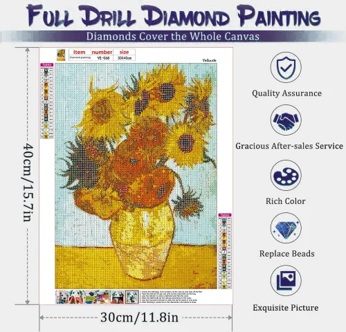 Miniatura 3 de VeGuude Kits de Pintura de Diamantes para Adultos, Paquete de 6 Kits de Arte de Diamantes Noche Estrellada de Van Gogh, Manualidades DIY de Taladro