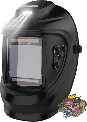 Miniatura 11 de YESWELDER Casco de Soldadura con Oscurecimiento Automático con Ventilador Recargable y Luz, Vista Grande de 3.93"X3.66" 1/1/1/1 Color Verdadero 4