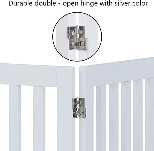 Miniatura 7 de unipaws Puerta para mascotas de pie libre de 24 pulgadas de alto para perros y gatos, puertas de madera para puerta, escaleras, valla plegable
