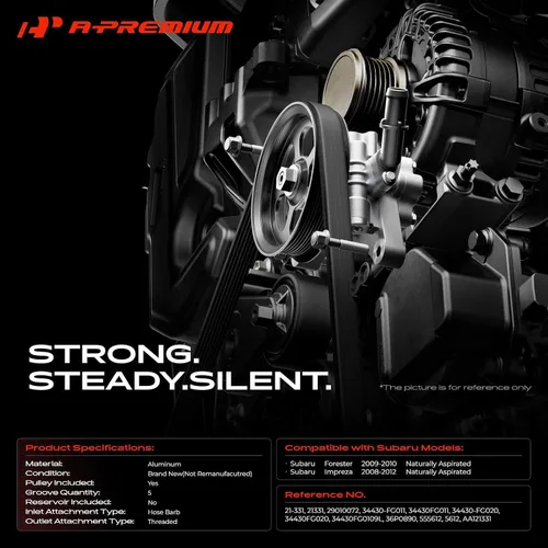 Miniatura 2 de A-Premium Bomba de dirección asistida, con polea, compatible con Subaru Forester 2009-2010, Impreza 2008-2012, 2.0L 2.5L, aspirada naturalmente