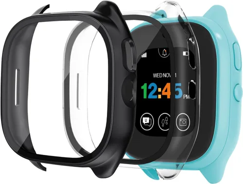 Miniatura 8 de Paquete de 2 fundas protectoras para Verizon Gizmo Watch 3, protector de pantalla de policarbonato duro, protector de pantalla de vidrio templado