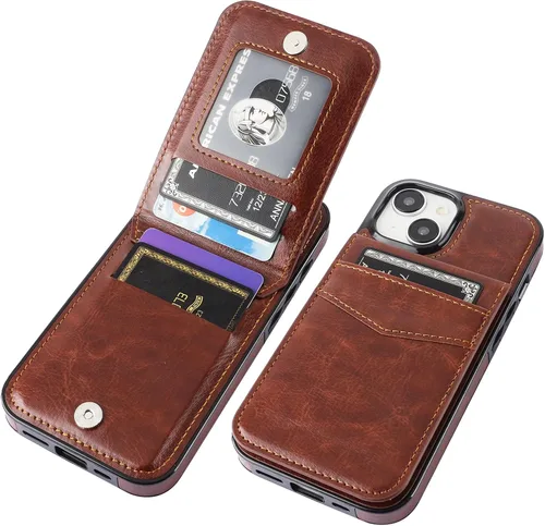 Miniatura 28 de KIHUWEY Compatible con funda tipo cartera con tapa para 15 con soporte para tarjetas de crédito, cierre magnético de cuero premium con función