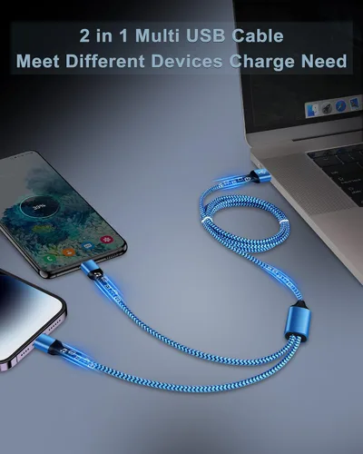 Miniatura 3 de MultIi - Cable de carga USB C y Lightning 2 en 1, cable de carga USB trenzado de nailon de 4 pies con puerto tipo C/Lightning para iPhone 17, 16