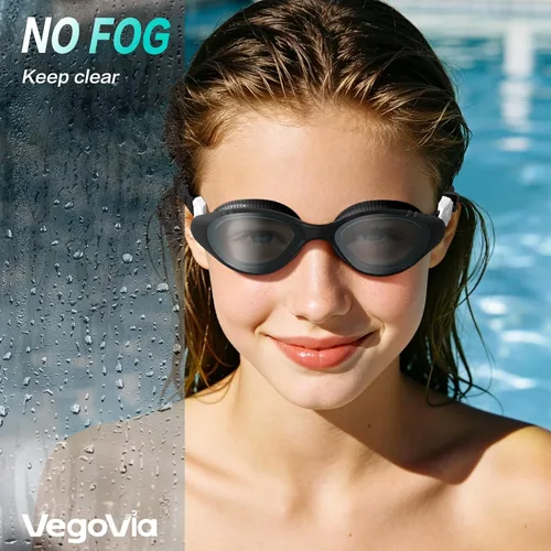 Miniatura 5 de VegoVia Gafas de natación para adultos para hombres y mujeres, gafas de natación para piscina, antiniebla/UV, gafas de natación con estuche Negro