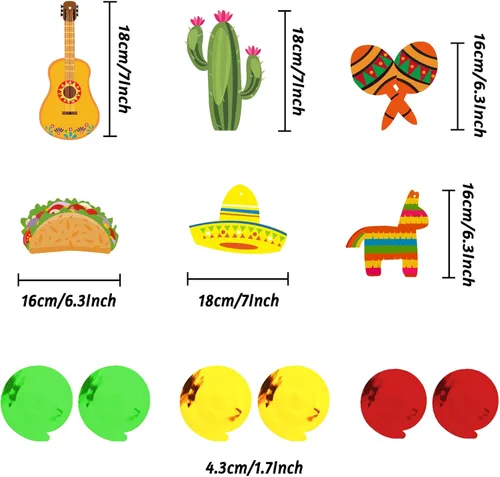 Miniatura 5 de Cartel de feliz cumpleaños con temática mexicana, pompones de papel, para fanáticos de México, decoraciones de fiesta, globos, decoraciones de fiesta