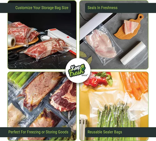Miniatura 4 de Keep Fresh Food - Rollos selladores al vacío (11 pulgadas x 50 pies, 2 rollos), bolsas de almacenamiento de alimentos de 3.5 mil para almacenamiento