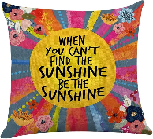 Littlefa Funda de Almohada Be The Sunshine, Fundas de Almohada de Sol, Funda de Almohada Decorativa Sunshine, Funda de Almohada Decorativa de Flores