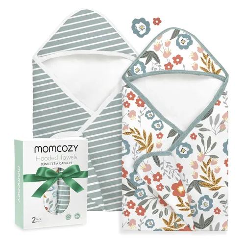 Miniatura 15 de Momcozy Toalla de bebé con capucha, ultra suave y absorbente, juego de toallas de baño grandes para mayor comodidad y suavidad en la piel del bebé