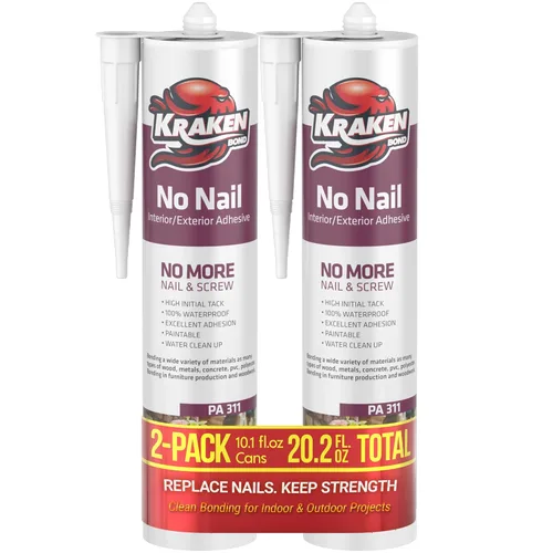 Miniatura 12 de KRAKEN BOND No More Nails - Adhesivo de poliuretano transparente, 100% impermeable (D4) y sellador para madera, cerámica, azulejos, pisos, granito