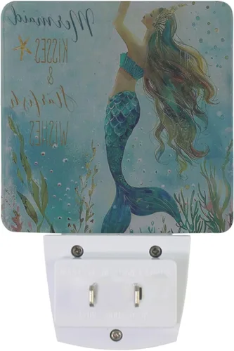 Miniatura 2 de Pfrewn Juego de 2 luces nocturnas con diseño de sirena, unicornio, galaxia, estrella de mar, enchufe para niños, adultos, niños, niñas, bebés, luces