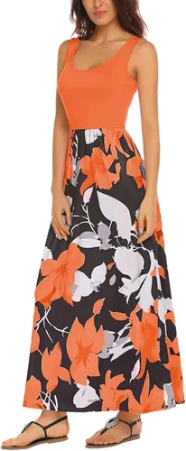 Miniatura 3 de BLUETIME - Vestido largo de verano, sin mangas, con estampado floral, estilo bohemio, para mujer (S-3XL)