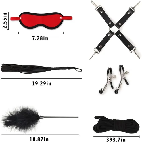 Miniatura 2 de Correas de cama Sex King Kit de sujeción ajustable para muñeca y tobillo, cuerda de servidumbre y lazos sexuales para tobillos y muñecas, bandas
