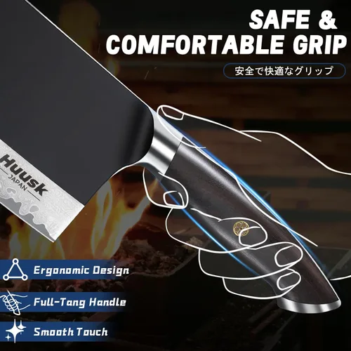 Miniatura 5 de Huusk Cuchillo de carnicero para cortar carne, cuchillo profesional de cortar carne de 7.5 pulgadas, cuchillos de chef de espiga completa