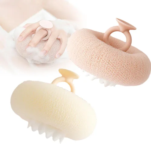 Miniatura 7 de Bola de baño con ventosa de girasol súper suave, bola de baño de girasol 2 en 1 con ventosa colgante y absorbible, esponjas de baño exfoliantes