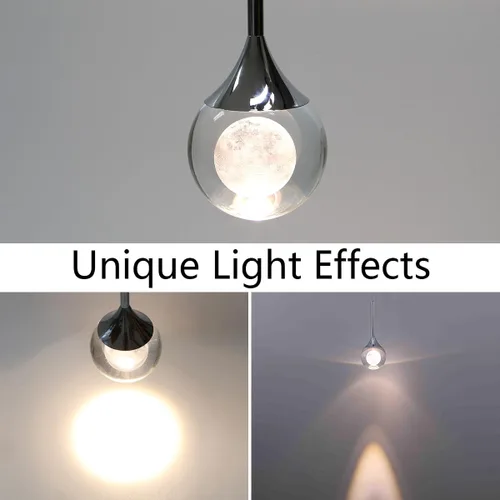 Miniatura 7 de Moderna lámpara colgante de cristal cromado, lámpara colgante de techo con forma de lágrima de luna, luz de isla de cocina, lámpara LED regulable
