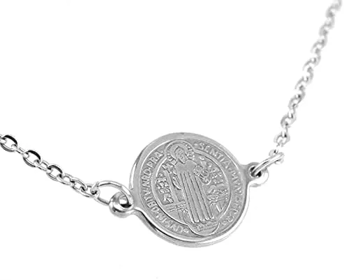 Miniatura 6 de HGTTH - Medalla de San Benito de acero inoxidable para mujer Medalla San Benito Acero Inoxidable 71in acero