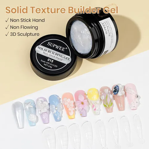 Miniatura 2 de Gel de Escultura 3D en Blanco Perla para Arte en Uñas, Gel Constructor Sólido Antiadherente para Manos, Uñas Duras para Extensión, Moldeado