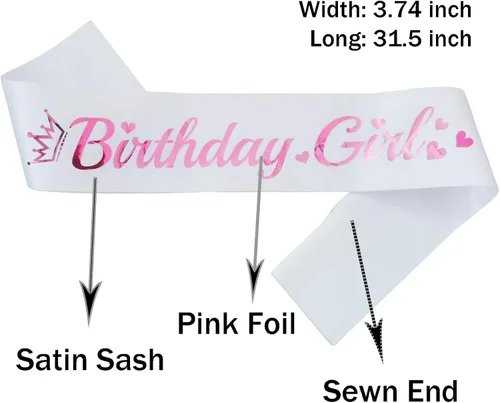 Miniatura 2 de Banda de cumpleaños para niña, banda de cumpleaños de papel de aluminio rosa para niña, divertidas decoraciones de fiesta de cumpleaños, ideas