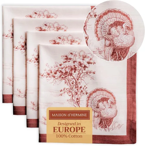 Miniatura 112 de Maison d' Hermine Happy Florals - Juego de 4 servilletas 100% algodón suave y cómodo perfectas para cenas familiares, bodas, fiestas de cóctel, 063