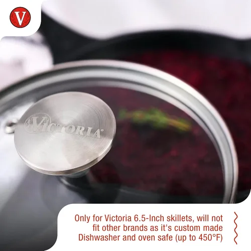 Miniatura 3 de Tapa de vidrio de 6 pulgadas para sartén o sartén redonda de hierro fundido de 6.5 pulgadas Victoria, hecha a medida solo para la marca Victoria