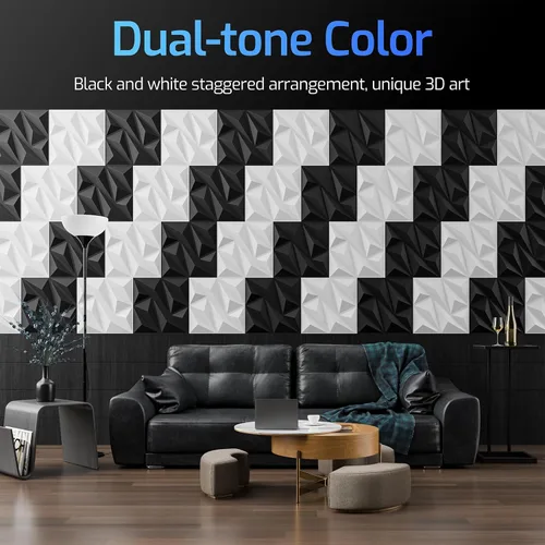 Miniatura 5 de Paquete de 16 Paneles de Pared 3D para Decoración de Pared Interior, 11.8'' x 11.8'' Paneles de Pared Decorativos, Paneles de Pared de Acento, Negro