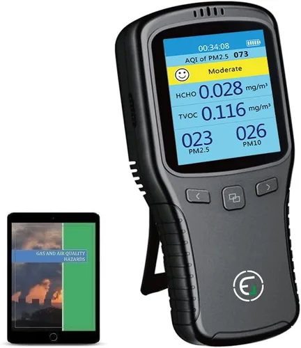 Miniatura 10 de Monitor de calidad de aire de CO2, medidor de contaminación y ventilación, sensor que prueba y detecta niveles de CO2 PPM, temperatura y humedad