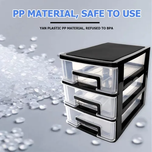 Miniatura 5 de Caja organizadora de cajones de plástico de 3 niveles para escritorio, cosméticos, joyas, suministros de oficina, organización del hogar