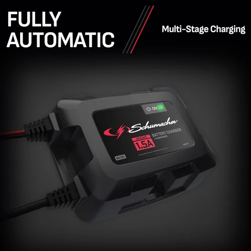 Miniatura 5 de Schumacher Electric 1.5A Cargador y mantenedor de batería de automóvil a bordo y solución 3 en 1, para baterías de 6V/12V de deportes acuáticos