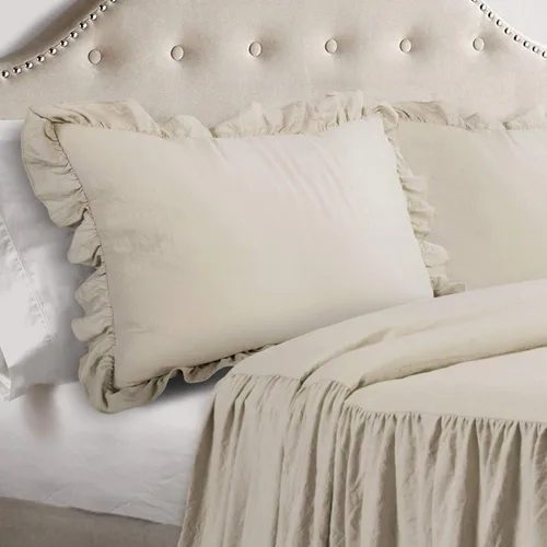 Miniatura 2 de Lush Decor - Juego de colcha con volantes de 3 piezas de lujo, estilo de casa de campo, elegante detalle de volantes, diseño clásico y atemporal