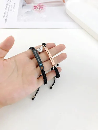 Miniatura 5 de MEALGUET - Pulseras magnéticas personalizadas para parejas de atracción mutua, pulseras de identificación trenzadas con nombre, conjunto de pulseras