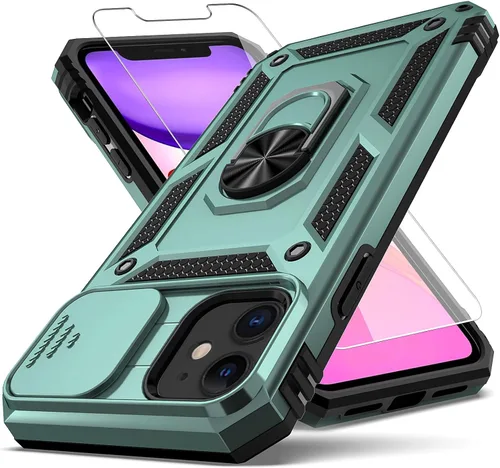 Miniatura 10 de Funda para iPhone 11, con cubierta para lente de cámara, protector de pantalla HD, [grado militar] anillo de montaje en coche con soporte híbrido