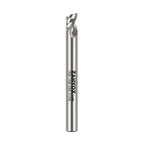 Miniatura 5 de ZahyoX O Flute Upcut - Broca de carburo sólido en espiral, vástago de 1/4 de pulgada, fresadora de extremo CNC de una sola flauta, 3/16 de diámetro