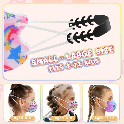 Miniatura 3 de FENFEN Mascarilla KN95 desechable para niños, paquete de 50 mascarillas KN 95 para niños, tamaño pequeño, transpirable, para niñas y niños KN95