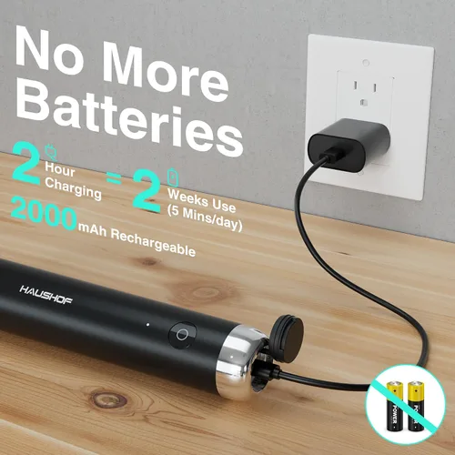 Miniatura 4 de HAUSHOF Potente varita espumadora de leche recargable con soporte, máquina de espuma eléctrica de mano, mezclador de bebidas con 2 batidores