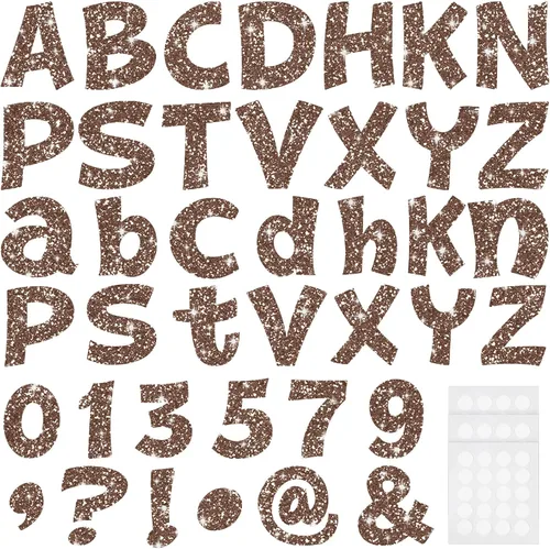 Miniatura 16 de Colarr 144 letras con purpurina para tablero de anuncios para el aula, números, símbolos de puntuación, letras troqueladas de 4 pulgadas con punto
