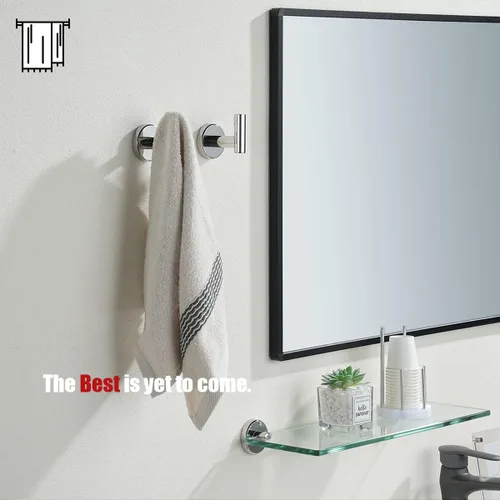 Miniatura 3 de JQK Gancho de toalla de baño cromado, gancho para abrigo/albornoz de acero inoxidable 304 para baño, cocina, garaje, montado en la pared