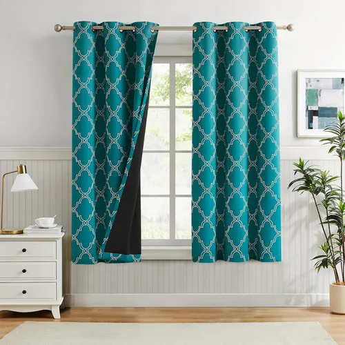 Miniatura 31 de Melodieux Cortinas 100% opacas de 96 pulgadas de largo para sala de estar, dormitorio estilo marroquí, aislamiento térmico, ahorro de energía