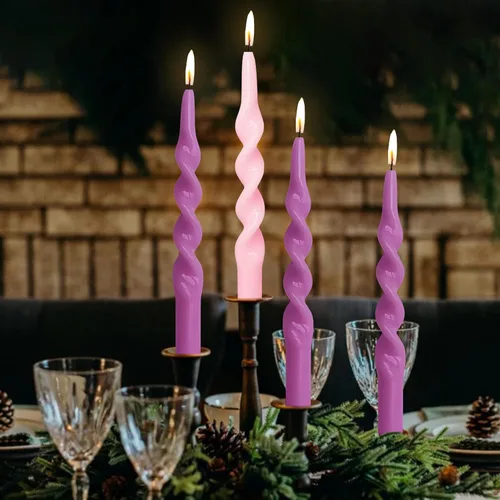 Velas cónicas en espiral de 10 pulgadas, velas de adviento retorcidas sin goteo, sin aroma, velas largas, candeleros hechos a mano para decoración