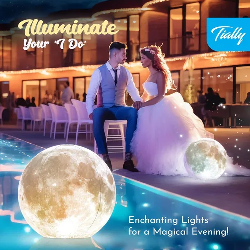 Miniatura 7 de TIALLY Luces Flotantes de Piscina Luna Llena - Luces de Piscina de 14" que Flotan con Energía Solar, Bolas de Luz LED Inflables Impermeables